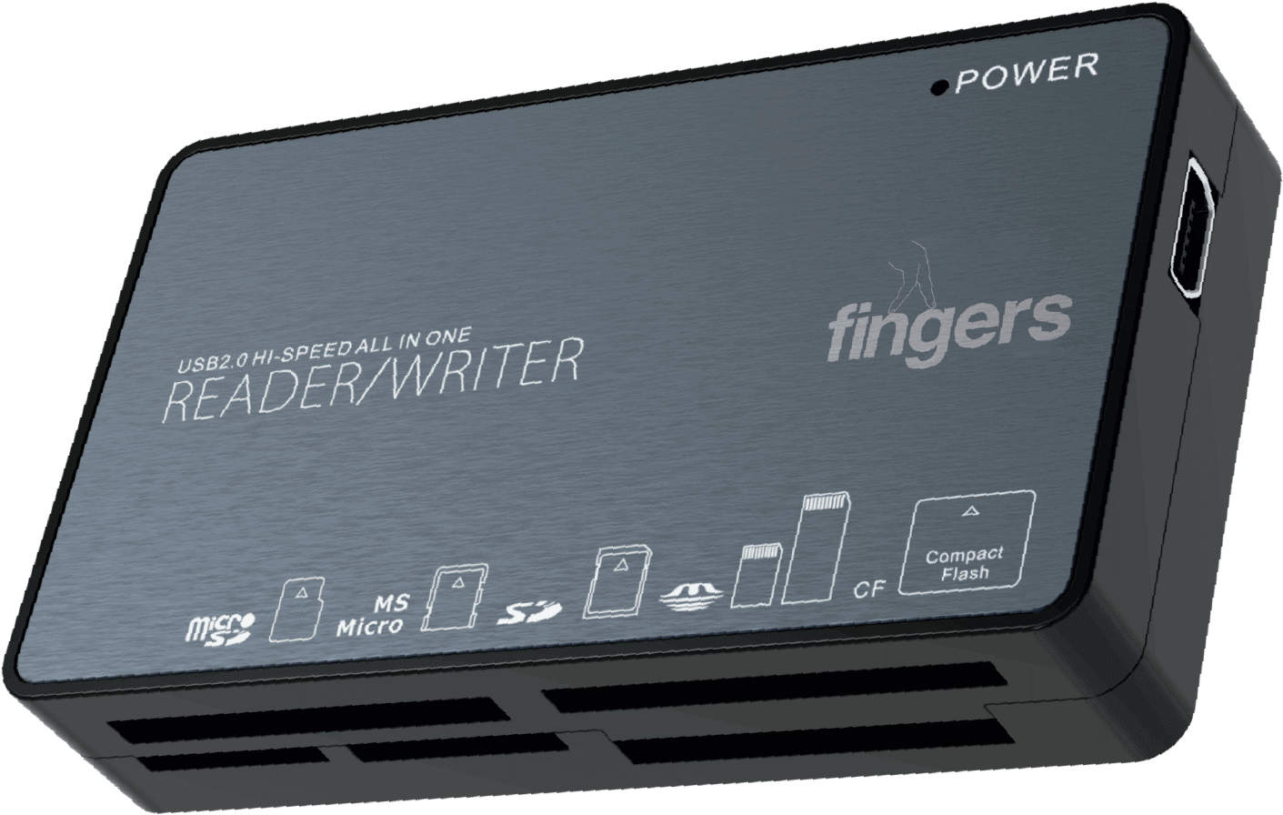 Front and Side Look Of FINGERS Universal Card Reader With Visible Connecting Ports